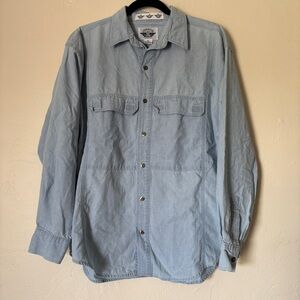 Dockers Men'sBlue 100% cotton Pocket Button Down Shirt, Size XL